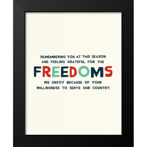 Freedoms Black Modern Wood Framed Art Print by Mullan, Michael