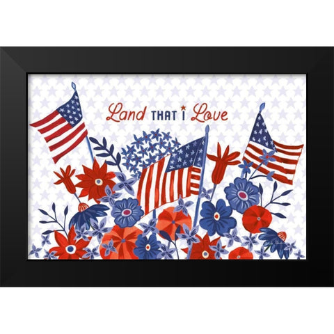 America the Beautiful I Love Black Modern Wood Framed Art Print by Zaman, Farida