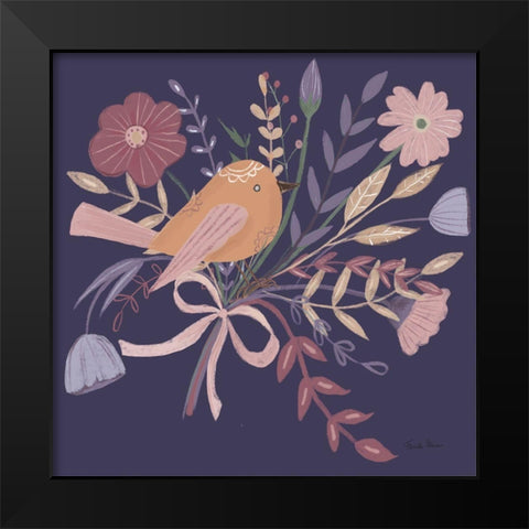Royal Birds II Purple Black Modern Wood Framed Art Print by Zaman, Farida