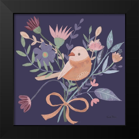 Royal Birds III Purple Black Modern Wood Framed Art Print by Zaman, Farida