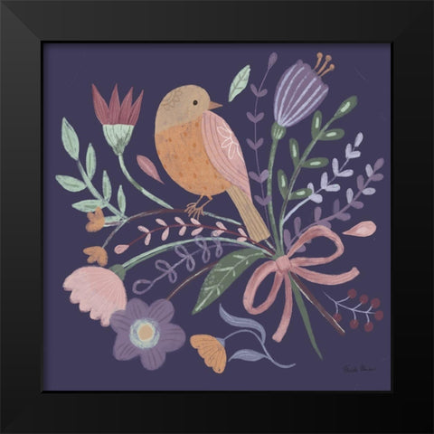 Royal Birds IV Purple Black Modern Wood Framed Art Print by Zaman, Farida