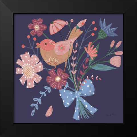 Royal Birds V Purple Black Modern Wood Framed Art Print by Zaman, Farida