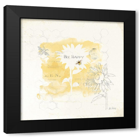 Bee and Bee VIII Honeycomb Black Modern Wood Framed Art Print with Double Matting by Pertiet, Katie