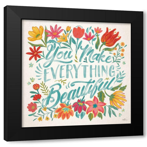 Happy Thoughts V Bright Black Modern Wood Framed Art Print with Double Matting by Penner, Janelle