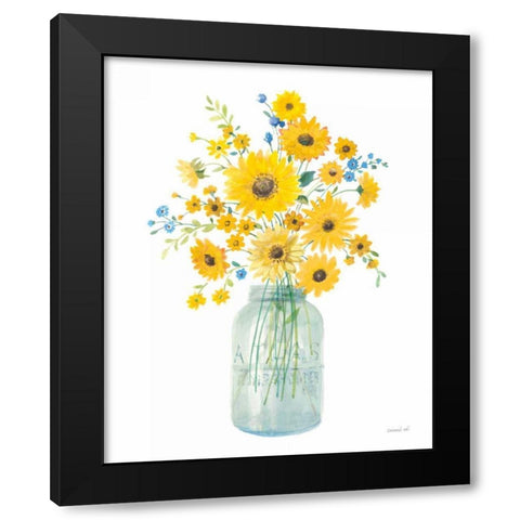 Sunshine Bouquet I Light in Jar Black Modern Wood Framed Art Print with Double Matting by Nai, Danhui