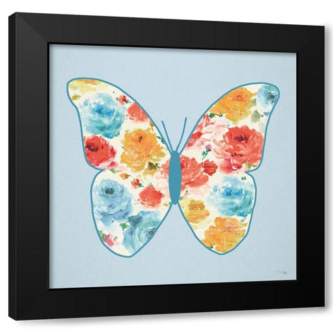 Rose Sorbet VI Blue Black Modern Wood Framed Art Print with Double Matting by Pela,