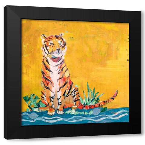Tiger Black Modern Wood Framed Art Print by Day, Kellie