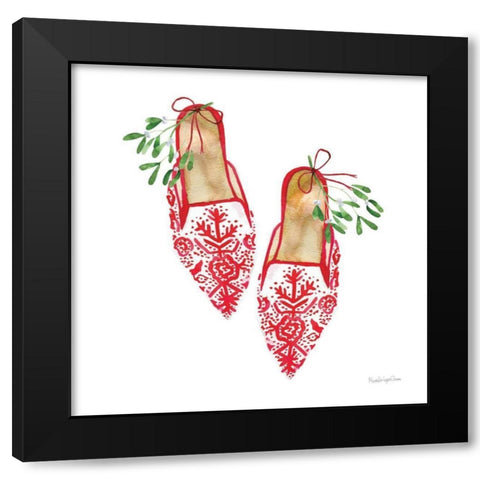 Christmas Eve Mules II Black Modern Wood Framed Art Print with Double Matting by Charro, Mercedes Lopez