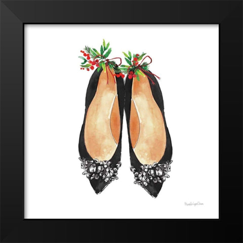 Christmas Shoes I Black Modern Wood Framed Art Print by Charro, Mercedes Lopez