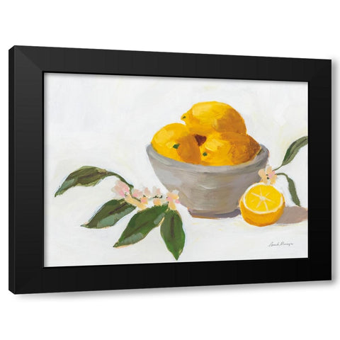 Lemons in Grey Bowl Black Modern Wood Framed Art Print with Double Matting by Munger, Pamela