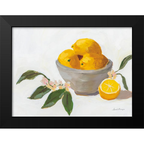 Lemons in Grey Bowl Black Modern Wood Framed Art Print by Munger, Pamela