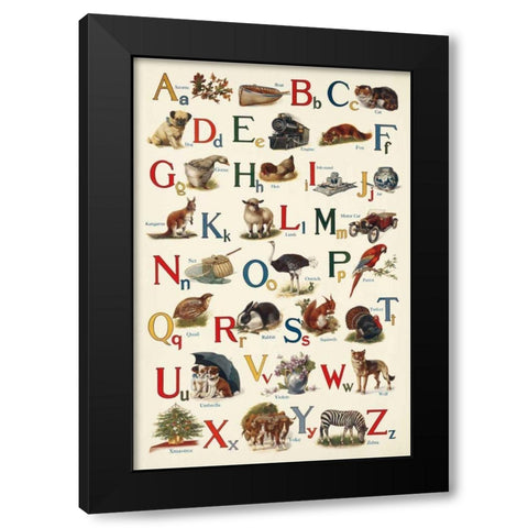 Schoolhouse Alphabet Black Modern Wood Framed Art Print with Double Matting by Wild Apple Portfolio