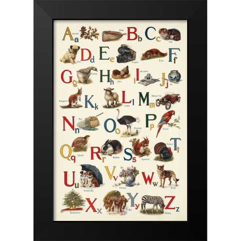 Schoolhouse Alphabet Black Modern Wood Framed Art Print by Wild Apple Portfolio