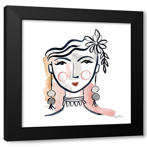 Pretty Faces I Soft Black Modern Wood Framed Art Print with Double Matting by Zaman, Farida
