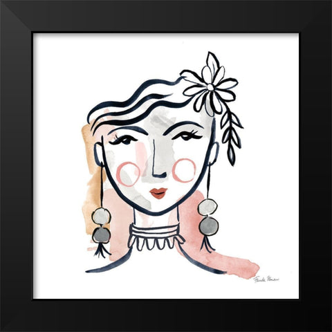 Pretty Faces I Soft Black Modern Wood Framed Art Print by Zaman, Farida