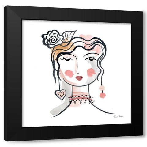 Pretty Faces II Soft Black Modern Wood Framed Art Print by Zaman, Farida