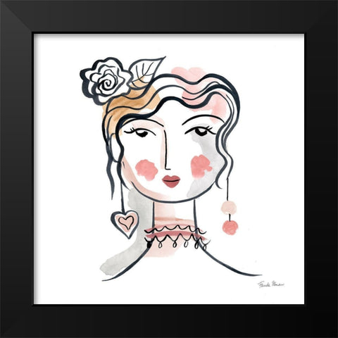 Pretty Faces II Soft Black Modern Wood Framed Art Print by Zaman, Farida