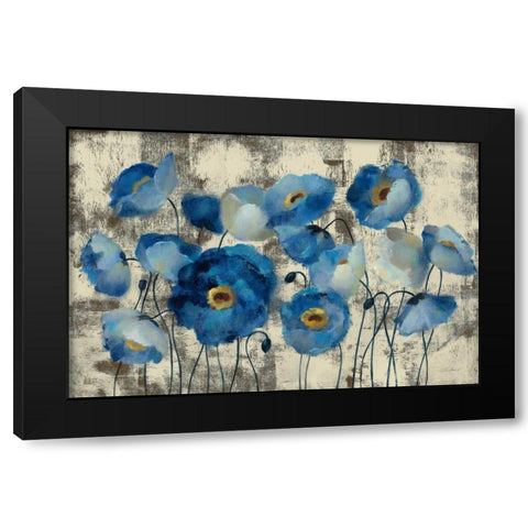 Aquamarine Floral Black Modern Wood Framed Art Print by Vassileva|Silvia