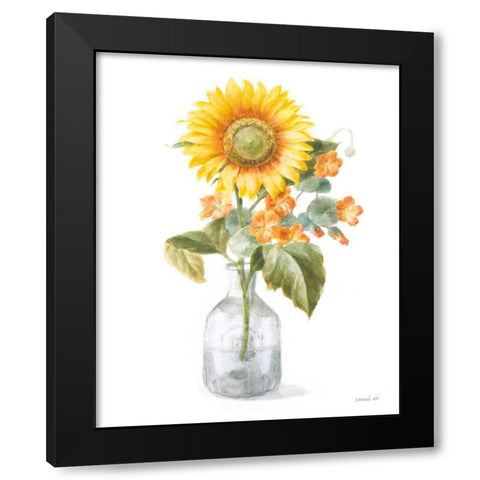 Fresh Cut Sunflowers II Black Modern Wood Framed Art Print with Double Matting by Nai, Danhui