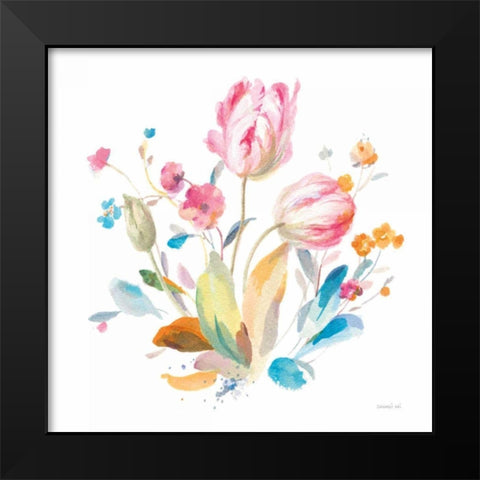 Spring Tulips I Black Modern Wood Framed Art Print by Nai, Danhui