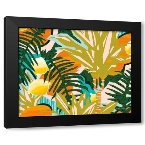 Tropical Coconut Citrus Black Modern Wood Framed Art Print with Double Matting by Gallagher, Megan