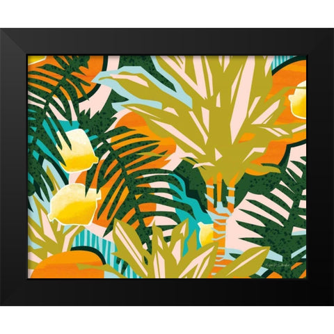 Tropical Coconut Citrus Black Modern Wood Framed Art Print by Gallagher, Megan