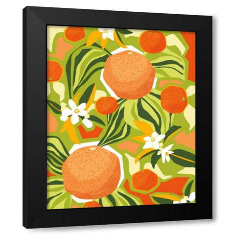 Tangerine Grapefruit Black Modern Wood Framed Art Print with Double Matting by Gallagher, Megan