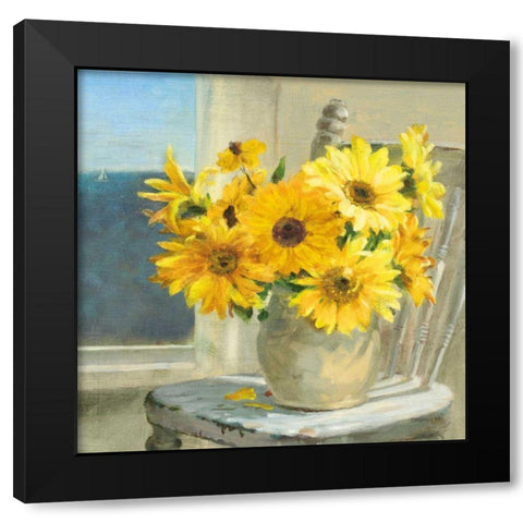 Sunflowers by the Sea Crop Light Black Modern Wood Framed Art Print with Double Matting by Nai, Danhui