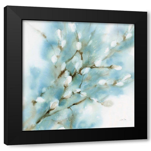 Pussy Willows Square Black Modern Wood Framed Art Print with Double Matting by Pete, Katrina