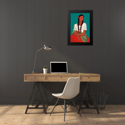 Mexican Woman I Black Modern Wood Framed Art Print by Escalante, Omar