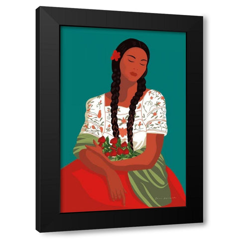 Mexican Woman I Black Modern Wood Framed Art Print by Escalante, Omar
