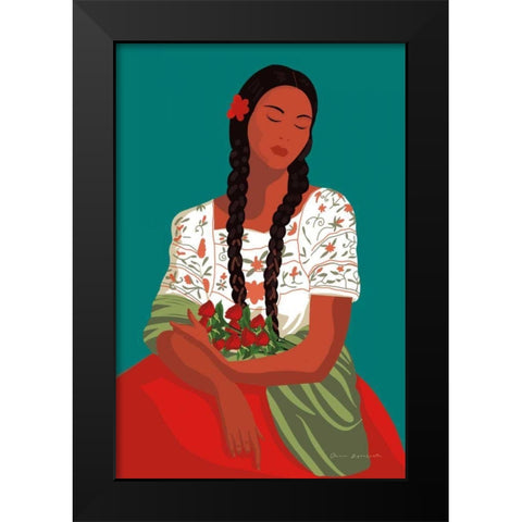 Mexican Woman I Black Modern Wood Framed Art Print by Escalante, Omar