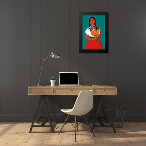Mexican Woman II Black Modern Wood Framed Art Print by Escalante, Omar