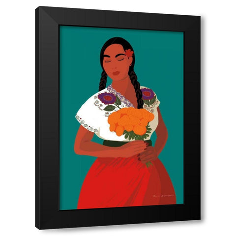 Mexican Woman II Black Modern Wood Framed Art Print by Escalante, Omar