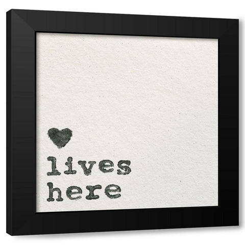 Love Lives Here Black Modern Wood Framed Art Print with Double Matting by Wild Apple Portfolio