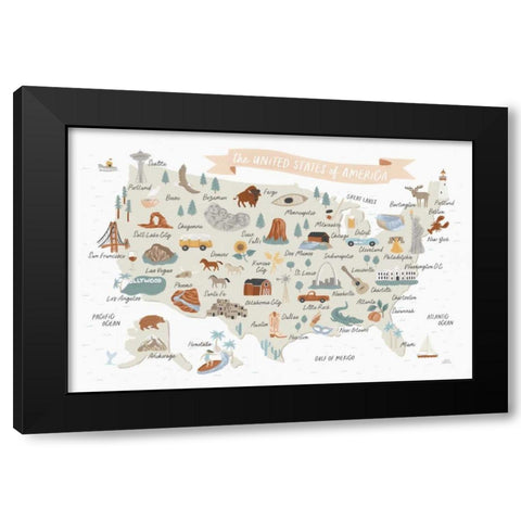 Around the World II Black Modern Wood Framed Art Print with Double Matting by Marshall, Laura