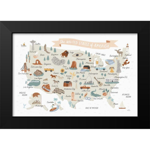 Around the World II Black Modern Wood Framed Art Print by Marshall, Laura