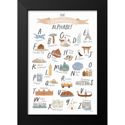 Around the World III Black Modern Wood Framed Art Print by Marshall, Laura