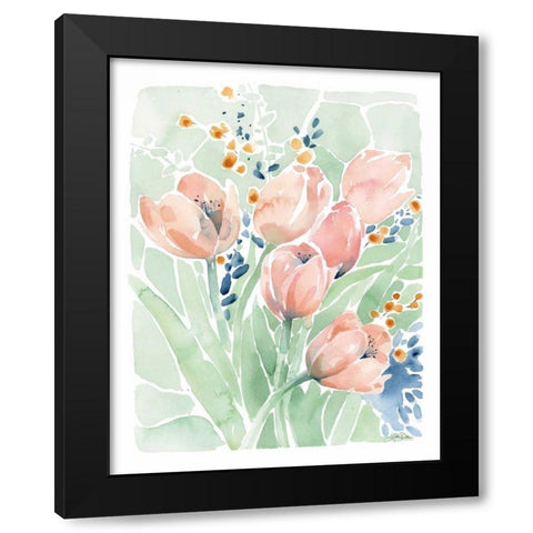 Tulip Spray Black Modern Wood Framed Art Print with Double Matting by Pete, Katrina