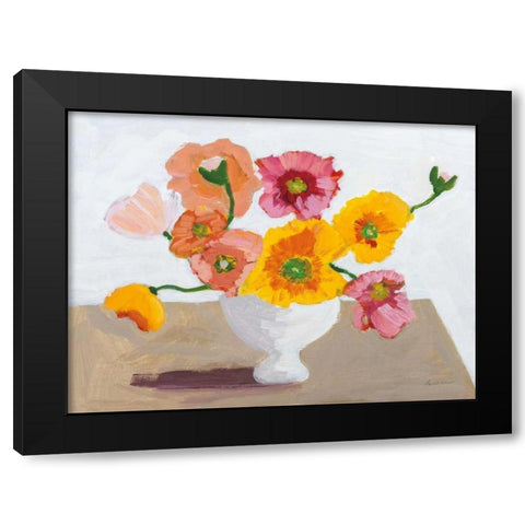 Sorbet Poppies I Black Modern Wood Framed Art Print with Double Matting by Munger, Pamela