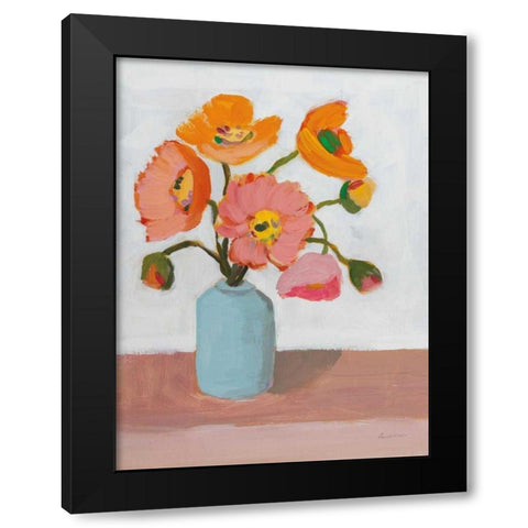 Sorbet Poppies II Black Modern Wood Framed Art Print by Munger, Pamela