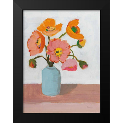 Sorbet Poppies II Black Modern Wood Framed Art Print by Munger, Pamela