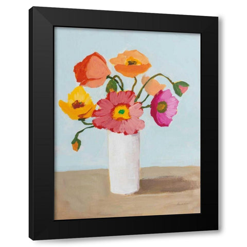 Sorbet Poppies III Black Modern Wood Framed Art Print with Double Matting by Munger, Pamela