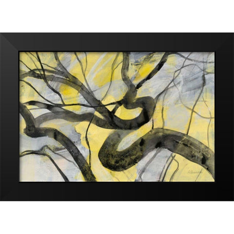 Twisted Black Modern Wood Framed Art Print by Hristova, Albena
