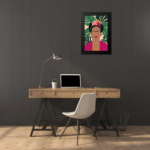 Frida Kahlo I Palms No Distress Black Modern Wood Framed Art Print by Thorns, Becky
