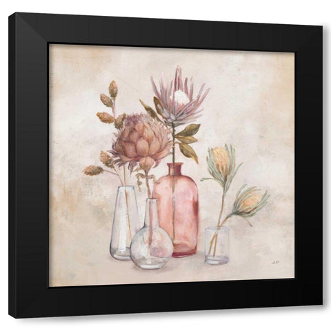 Exotic Florals Black Modern Wood Framed Art Print with Double Matting by Purinton, Julia