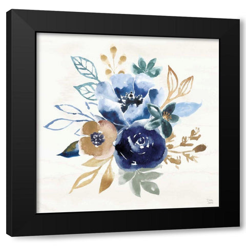 Indigo Splash IX Black Modern Wood Framed Art Print with Double Matting by June, Dina