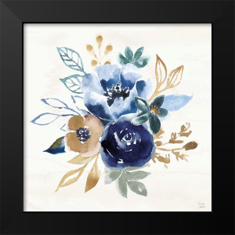 Indigo Splash IX Black Modern Wood Framed Art Print by June, Dina