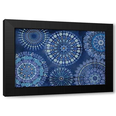 Indigo Splash XI Black Modern Wood Framed Art Print by June, Dina