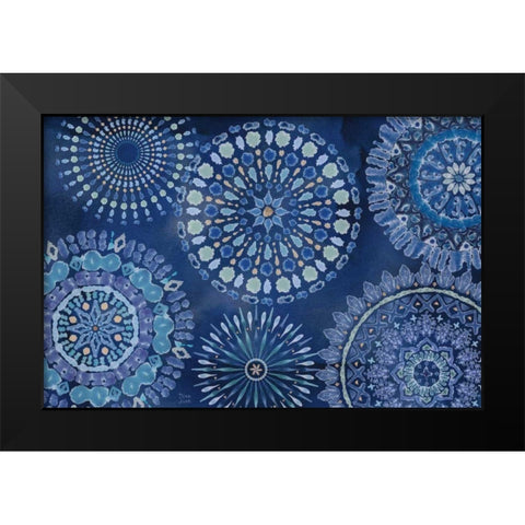 Indigo Splash XI Black Modern Wood Framed Art Print by June, Dina